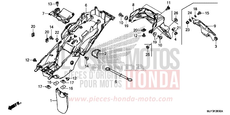 KOTFLUEGEL, HINTEN von Africa Twin DEGITAL SILVER METALLIC (NHA30) von 2016